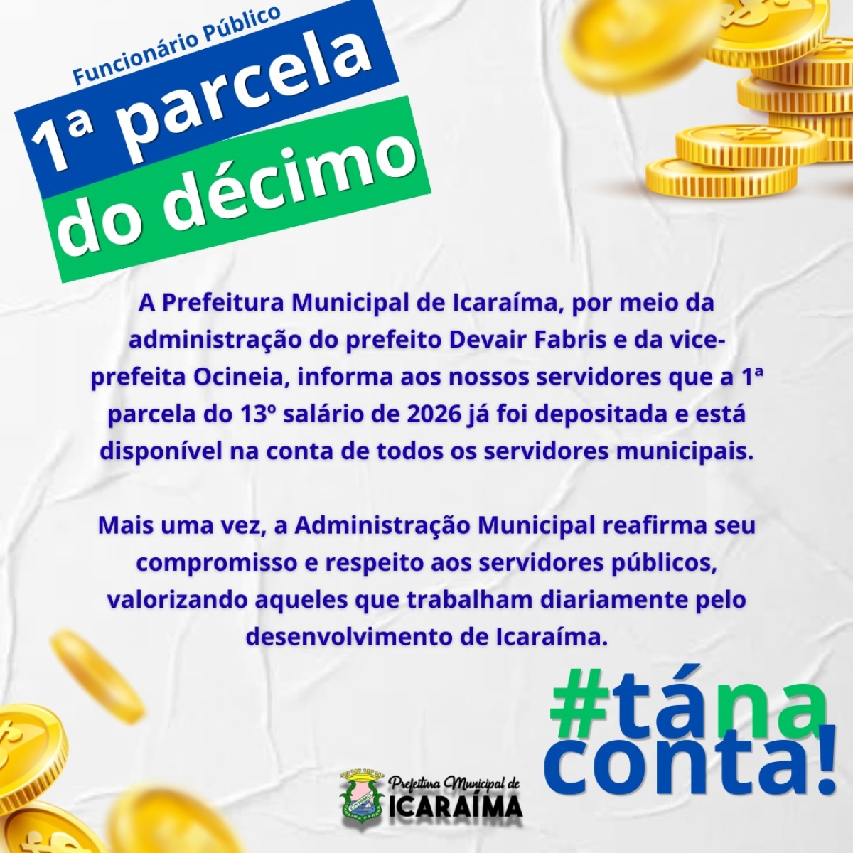 FUNCIONARIO PUBLICO - PRIMEIRA PARCELA DO 13º ESTA NA CONTA !
